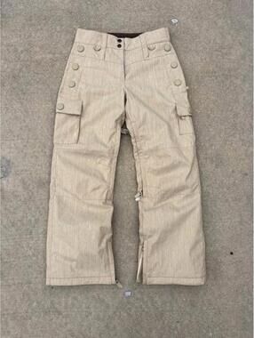 Beige Insulated Cargo Ski Pants / Snow Pants 32x30 vintage